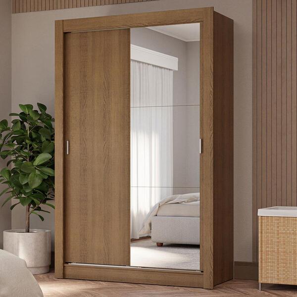 Guarda-roupa Solteiro 2 Portas De Correr Com Espelho 4 Gaveta