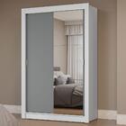 Guarda-roupa Solteiro 2 Portas De Correr Com Espelho Branco/c