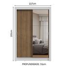 Guarda-roupa Solteiro 2 Portas De Correr Com Espelho Branco/r