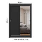 Guarda-roupa Solteiro 2 Portas De Correr Com Espelho Preto Mi