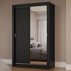 Guarda-roupa Solteiro 2 Portas De Correr Com Espelho Preto Mi