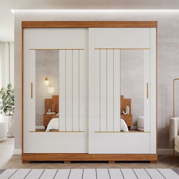 Guarda-roupa Solteiro 2 Portas De Correr Com Espelhos 231cm 1