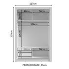 Guarda-roupa Solteiro 2 Portas De Correr Com Espelhos 2 Gavet