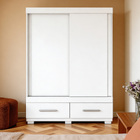 Guarda-Roupa Solteiro 2 Portas de Correr e 2 Gavetas MDP e HDF Branco 187x136,2x46,2cm Smart Caemmun