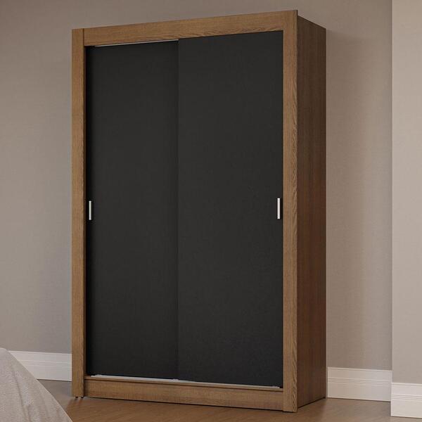 Guarda-roupa Solteiro 2 Portas De Correr Rustic/preto Milano