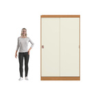 Guarda-Roupa Solteiro 2 Portas de Correr 2 Gavetas MDP Canela e Off Withe 200x120,5x53 Dormitório Bigger Lots Kappesberg