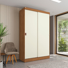 Guarda-Roupa Solteiro 2 Portas de Correr 2 Gavetas MDP Canela e Off Withe 200x120,5x53 Dormitório Bigger Lots Kappesberg