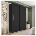 Guarda Roupa Solteiro 2 Portas Preto New Glass Caemmun