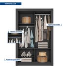 Guarda-roupa Solteiro 2 Portas Quito Espresso Móveis Preto