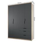 Guarda Roupa Solteiro 3 Gavetas 4 Portas Com Puxadores Em Cav