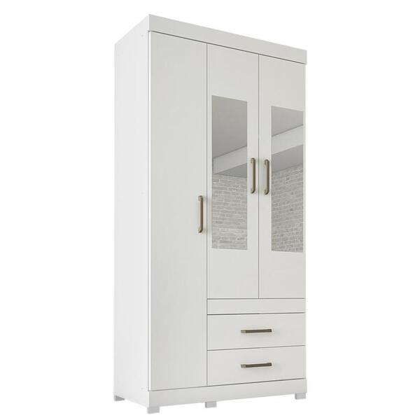 Guarda Roupa Solteiro 3 Porta 2 Gavetas Star 3.2 Com Espelho