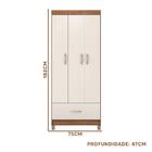 Guarda Roupa Solteiro 3 Portas 1 Gaveta 75 Cm Amêndola Off Wh