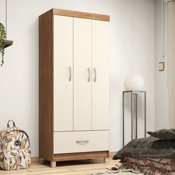 Guarda Roupa Solteiro 3 Portas 1 Gaveta Prince Amendola Touch