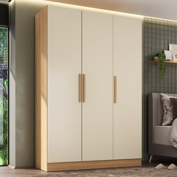 Guarda-roupa Solteiro 3 Portas 200x136cm Aston Yescasa Olmo I
