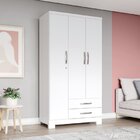 Guarda Roupa Solteiro 3 Portas 2 Gavetas Açaí Branco