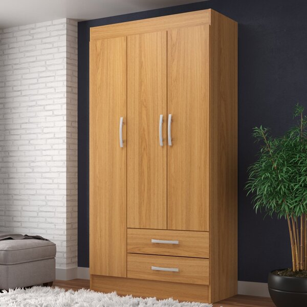 Guarda Roupa Solteiro 3 Portas 2 Gavetas Alice  Cinamomo