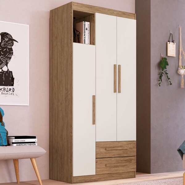Guarda-roupa Solteiro 3 Portas 2 Gavetas Bromélia Rp3020 Wood