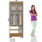 Guarda Roupa Solteiro 3 Portas 2 Gavetas Bs05 Briz Nature/off