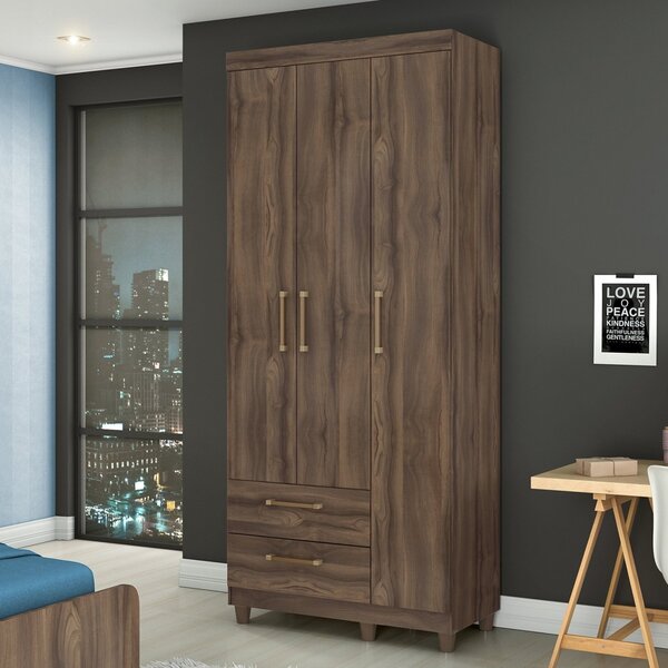 Guarda Roupa Solteiro 3 Portas 2 Gavetas Canadá Conquista Móv