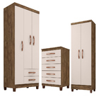 Guarda Roupa Solteiro 3 Portas 2 Gavetas Com Cômoda 5 Gavetas