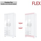 Guarda-roupa Solteiro 3 Portas 2 Gavetas Com Espelho Branco/b