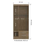 Guarda-roupa Solteiro 3 Portas 2 Gavetas Com Espelho Rp2320/e