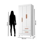 Guarda Roupa Solteiro 3 Portas 2 Gavetas Com Pés Lite Branco