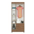 Guarda Roupa Solteiro 3 Portas 2 Gavetas Com Pés Lite Carvalh