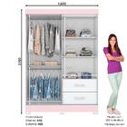Guarda Roupa Solteiro 3 Portas 2 Gavetas Corba Branco/rosa Ch