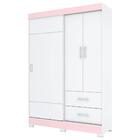 Guarda Roupa Solteiro 3 Portas 2 Gavetas Corba Branco/rosa Ch