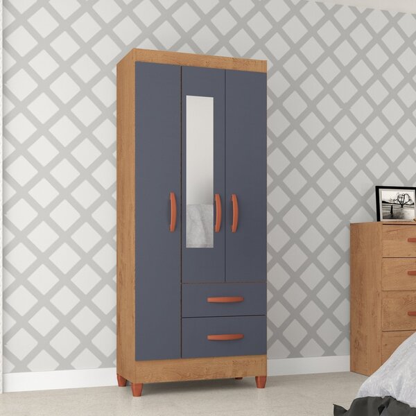 Guarda Roupa Solteiro 3 Portas 2 Gavetas Fortaleza  Canelato