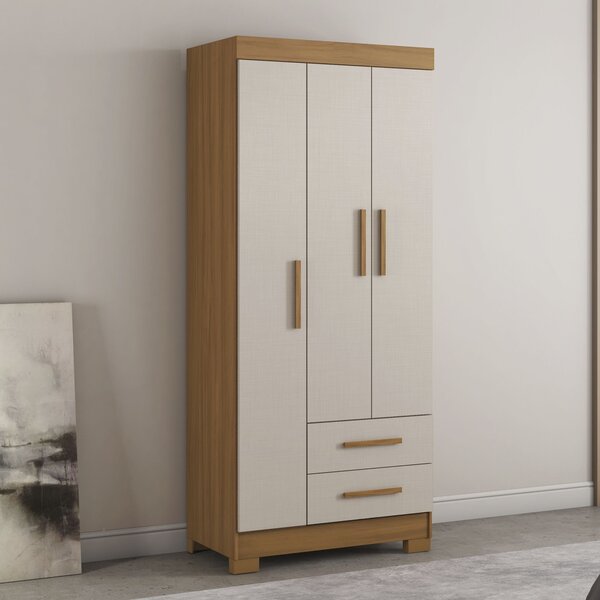 Guarda-roupa Solteiro 3 Portas 2 Gavetas Freijo Trend / Branc