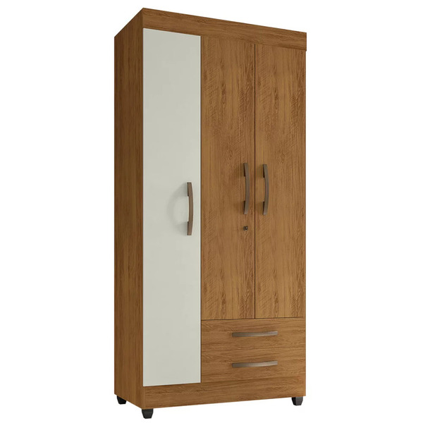 Guarda Roupa Solteiro 3 Portas 2 Gavetas Lion - Móveis Leão -
