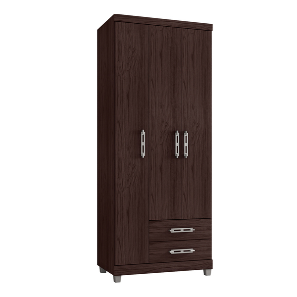 Guarda Roupa Solteiro 3 Portas 2 Gavetas Louise Castanho - Mo