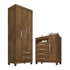 Guarda Roupa Solteiro 3 Portas 2 Gavetas Modena Com Cômoda Sa