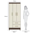 Guarda Roupa Solteiro 3 Portas 2 Gavetas Mônaco Com Pés Rústi