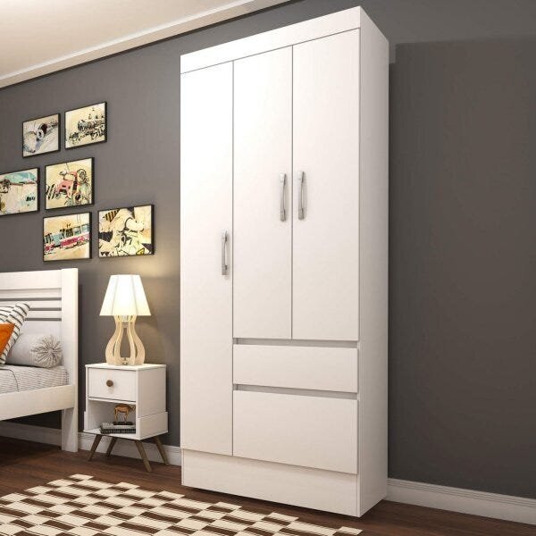 Guarda-roupa Solteiro 3 Portas 2 Gavetas Oregon Tcil Móveis B