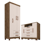 Guarda Roupa Solteiro 3 Portas 2 Gavetas Porto Belo Com Cômod