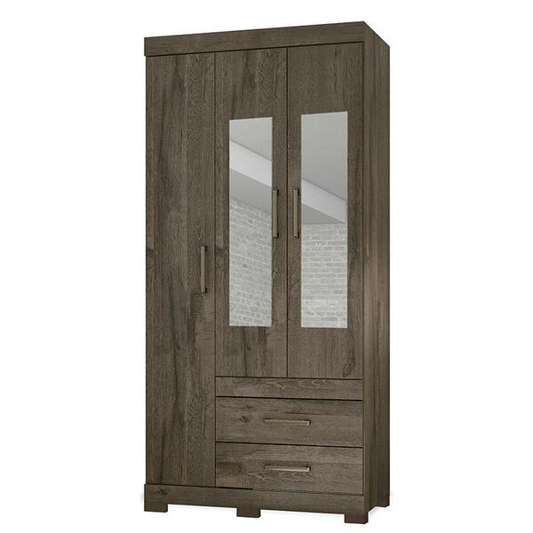 Guarda Roupa Solteiro 3 Portas 2 Gavetas Star 3.2 Com Espelho