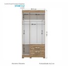Guarda Roupa Solteiro 3 Portas 2 Gavetas Star 3.2 Santos Andi