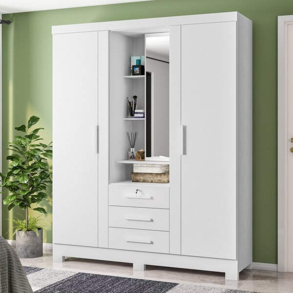 Guarda Roupa Solteiro 3 Portas 3 Gavetas Capelinha Premium Br