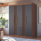 Guarda Roupa Solteiro 3 Portas 3 Gavetas Ripado Aurora Santos