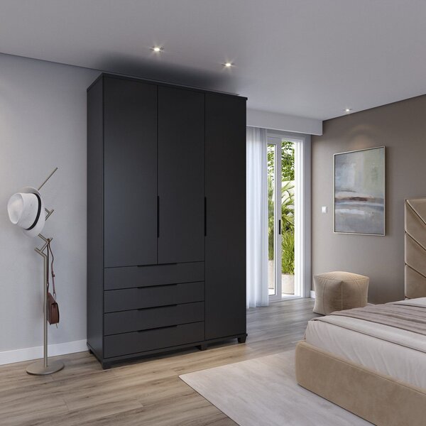 Guarda-roupa Solteiro 3 Portas 4 Gavetas 100% Mdf Allen 136,9