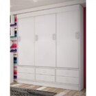 Guarda-roupa Solteiro 3 Portas De Correr 6 Gavetas  Branco