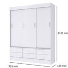 Guarda-roupa Solteiro 3 Portas De Correr 6 Gavetas  Branco/az