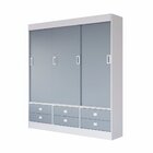Guarda-roupa Solteiro 3 Portas De Correr 6 Gavetas Branco/azul