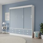 Guarda-roupa Solteiro 3 Portas De Correr 6 Gavetas Branco/azul