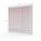 Guarda-roupa Solteiro 3 Portas De Correr 6 Gavetas Branco/rosa