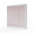 Guarda-roupa Solteiro 3 Portas De Correr 6 Gavetas Branco/rosa