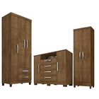 Guarda Roupa Solteiro 3 Portas E 2 Gavetas Modena Com Cômoda